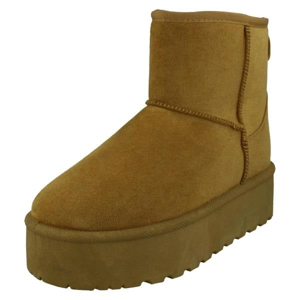 Spot On Ladies Spot On Mid Platform Microsuede Ankle Boots F4464
