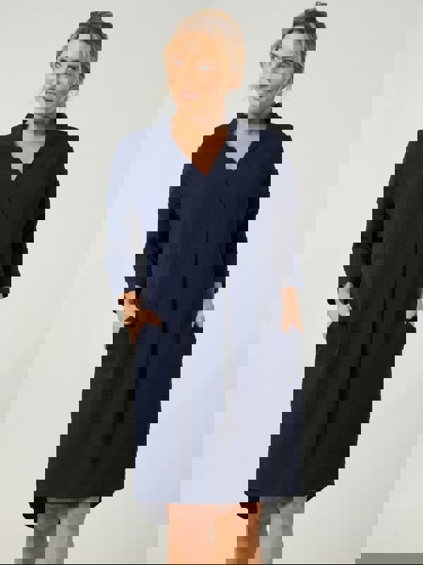 PennyPlain Notch Neck Dress - Navy