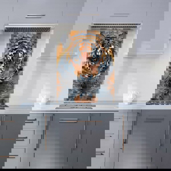 Warren Reed Tiger Lurking Glass Kitchen Splashback