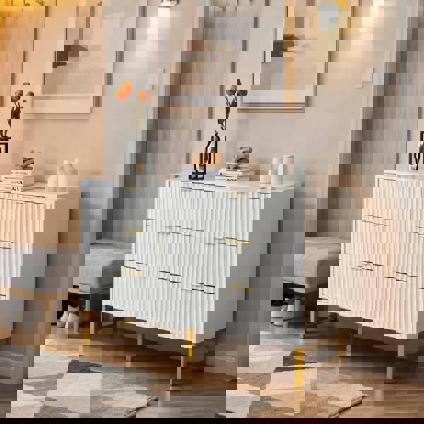 Furniture One Chest of Drawers, Clothing Storage Cabinet with Wood Legs for Bedroom, Living Room