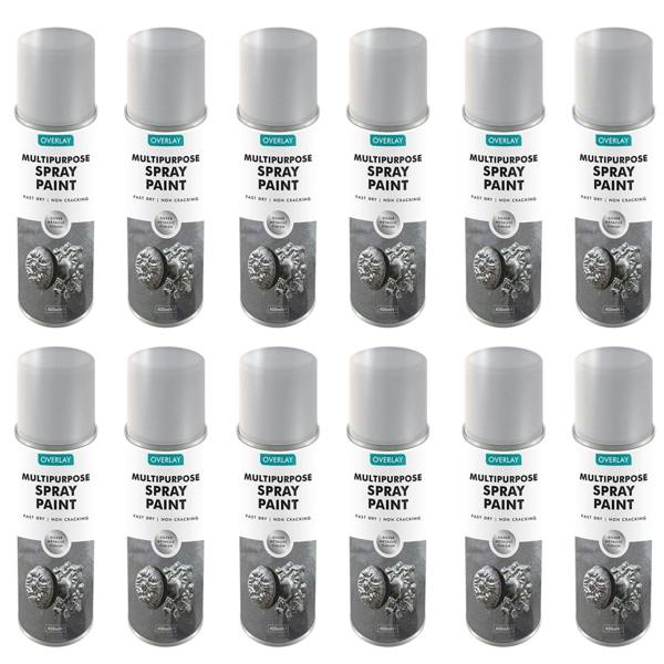 Overlay 12X Overlay Silver Metallic 400ml Professional Spray Paint