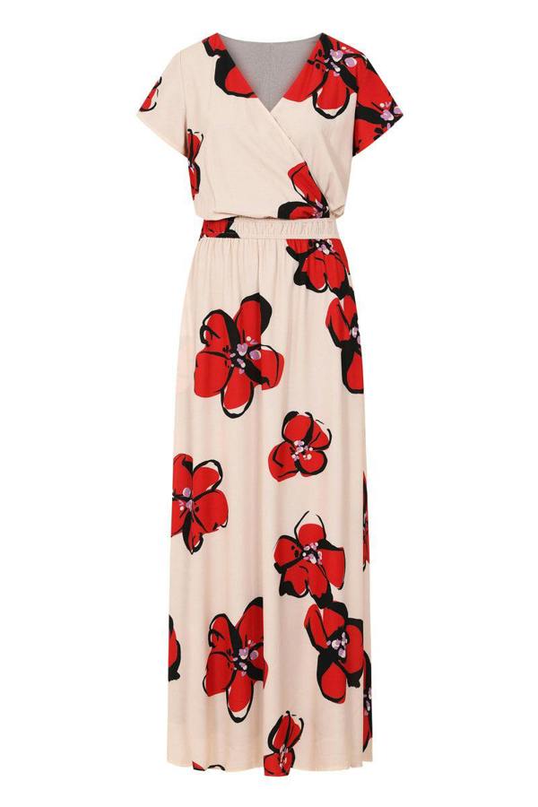HotSquash Mock Wrap Chiffon Maxi Dress