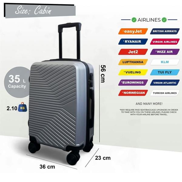 Infinity Luggage Hardshell Suitcase Set Robust 8 Wheel Luggage Cabin Case Bag