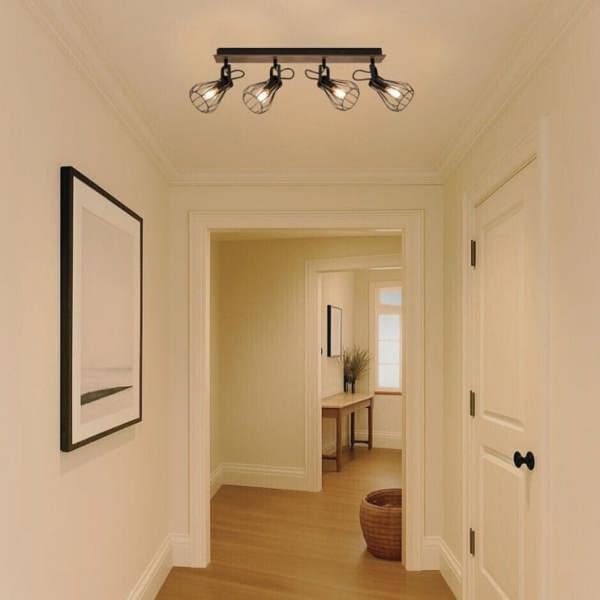 COSYLYTE Kendan 4 Light Matt Black Wire Shade Spotlight