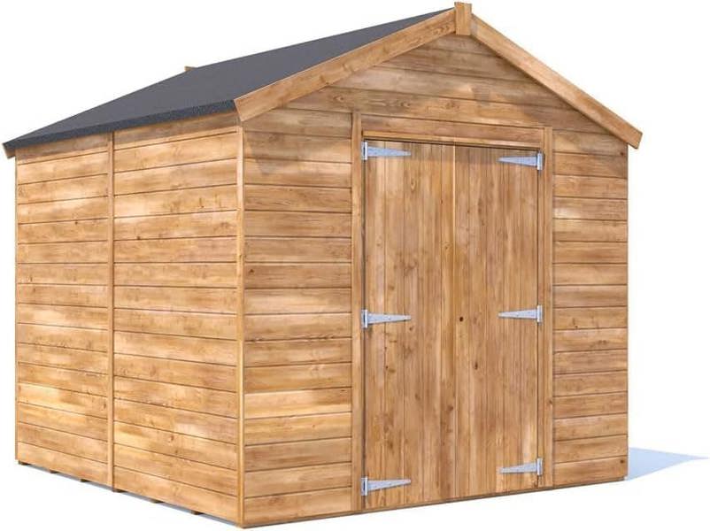 Dunster House Bike Shed Storage Garden Building 2.4 x 2.4m (8' x 8') 15mm Walls Wooden Pressure Treated, Apex Overlord Modular
