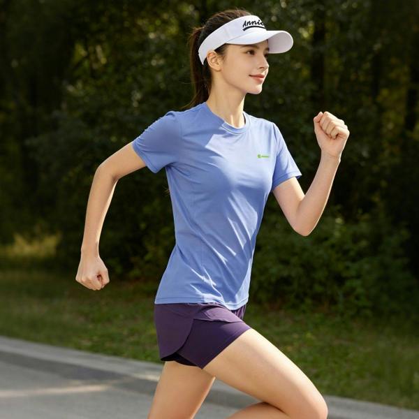 Anniou Women's Short Sleeve Running T-shirt - purple