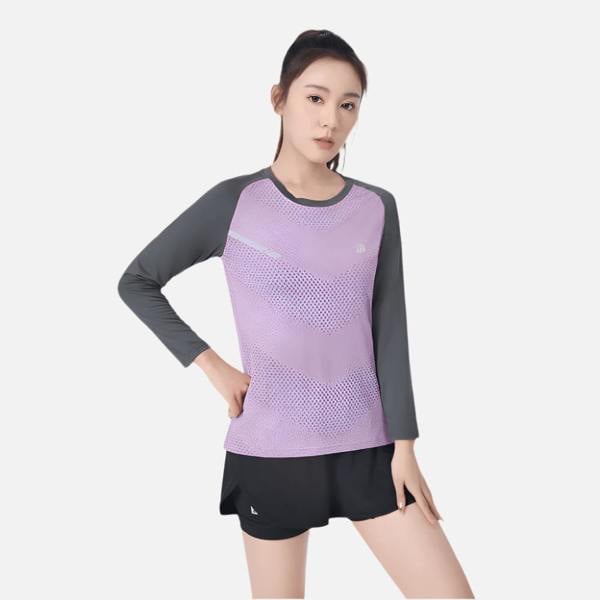 Anniou UV Protection Long Sleeve Sports T-shirt - Snowflake Purple