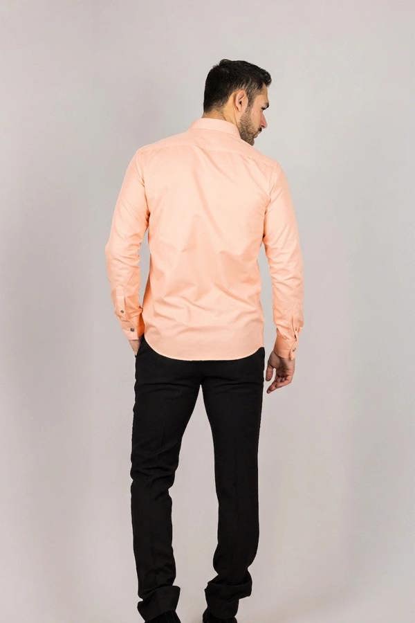 Men's Peach Double Cuff Oxford Shirt - TruClothing.com - 5