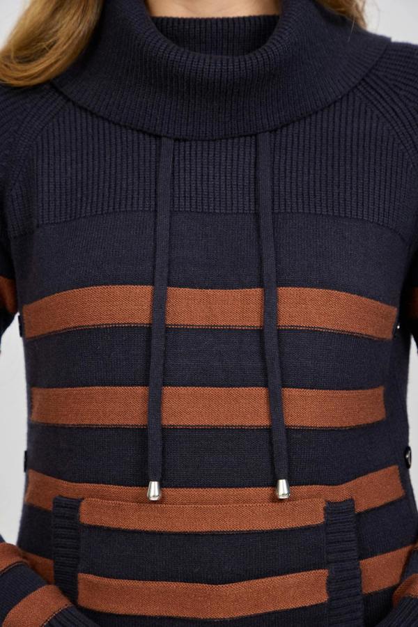Mudflower Stripe Knit Cowl Neck Jumper
