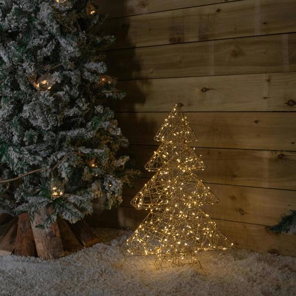 Samuel Alexander 60cm Gold Light Up Christmas Tree with 300 Warm White LEDs & Timer
