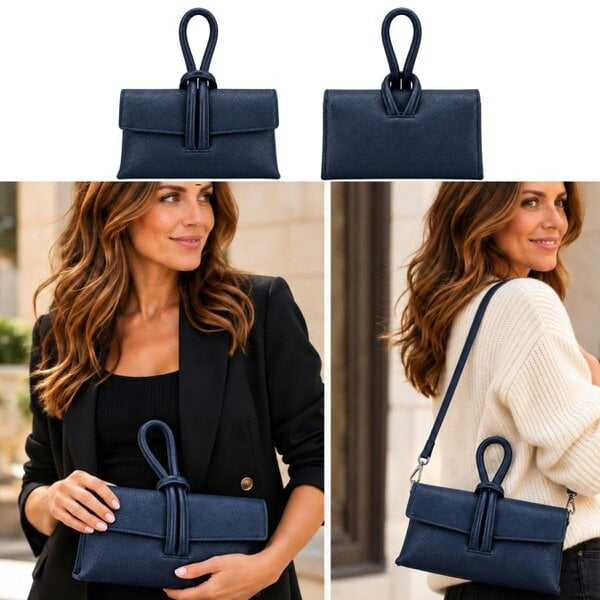 Love EMVY Italian Genuine Leather Knotted Loop Clutch & Shoulder Bag