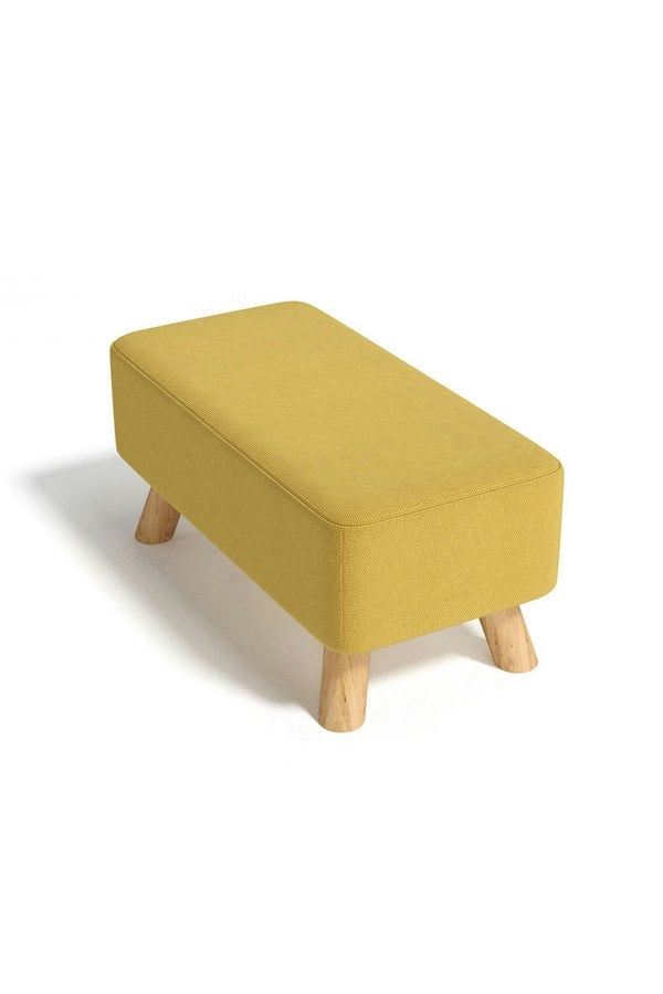 Living and Home 57cm W Yellow Rectangular Tofu-shaped Footstool