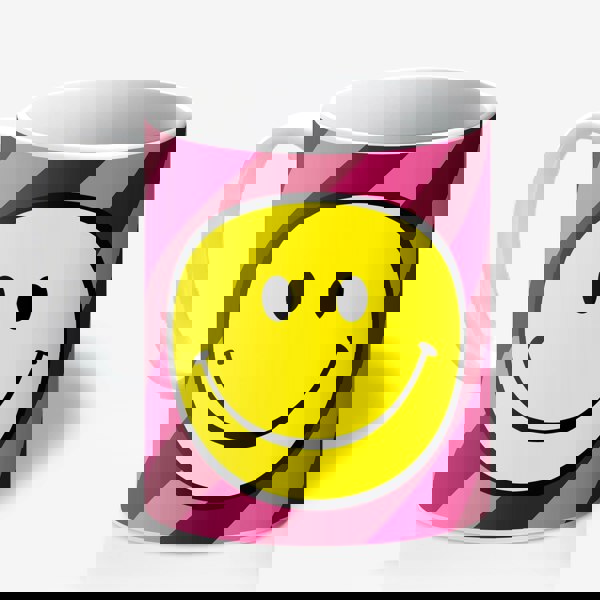 Helter Skelter Tilted Stripe Smiley Mug in Raspberry Ripple - Love Frankie