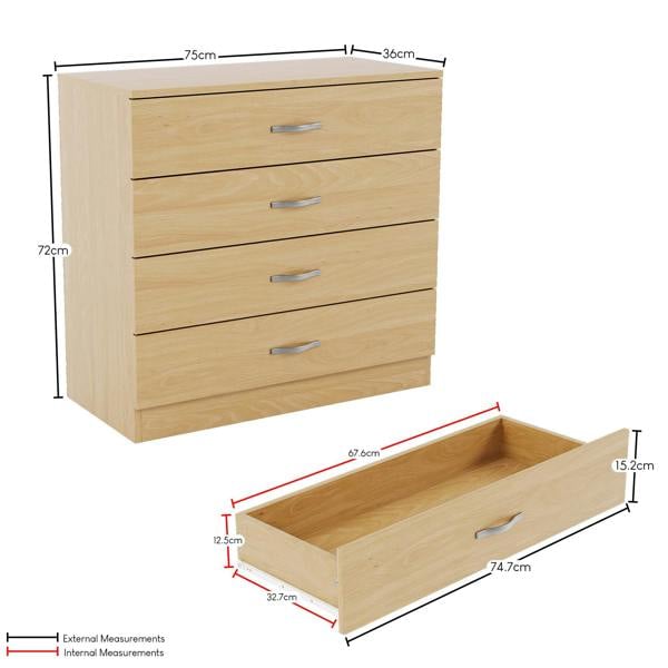 Vida Designs Riano 4 Drawer Chest, Black