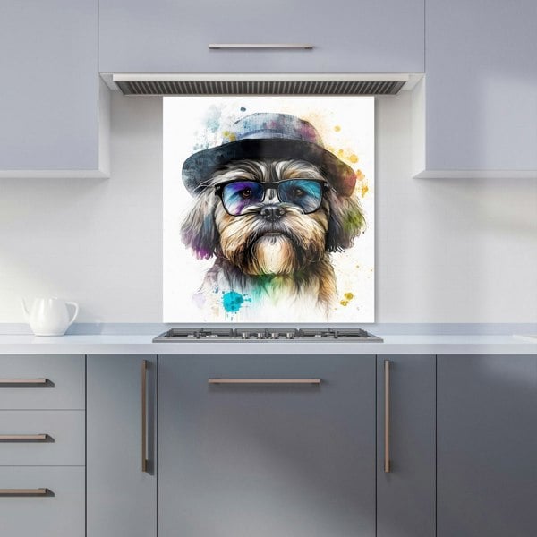 Warren Reed - Designer Lhasa Apso Dog With Glasses Splashart Kitchen Splashback