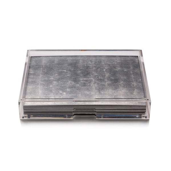 Grand Matbox Clear Silver Leaf Chic Matte Silver - Posh Trading Company  - Interior furnishings london