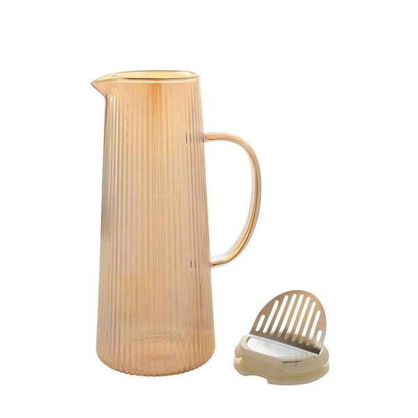 Hestia Ribbed Glass Jug - Champagne