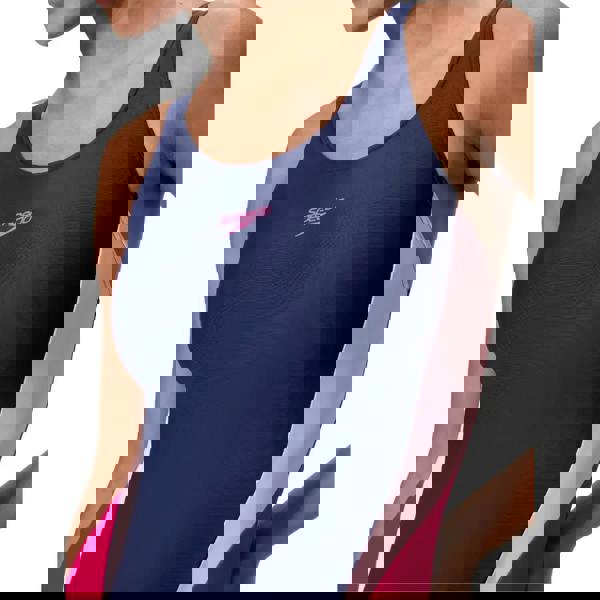 Speedo Colourblock Splice Muscleback Swimsuit- Navy/Pink