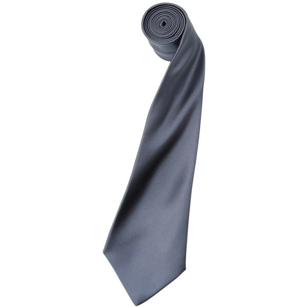 Premier Mens Plain Satin Tie (Narrow Blade) (Pack of 2) - Steel