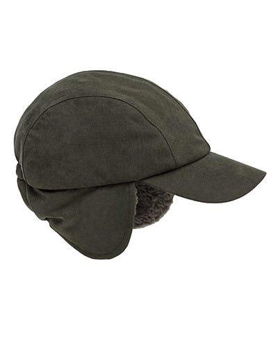 Dark Green Hoggs of Fife Kincraig Hat a baseball style cap with a peak and ear flaps ideal for farmers 