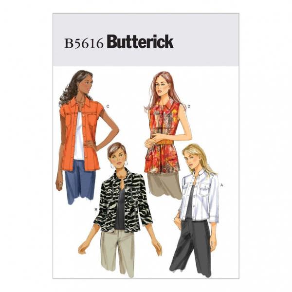 Butterick Sewing Pattern 5616, Waistcoats, Jackets, Shirts, Tops for Women, 6-8-10-12 - Easy