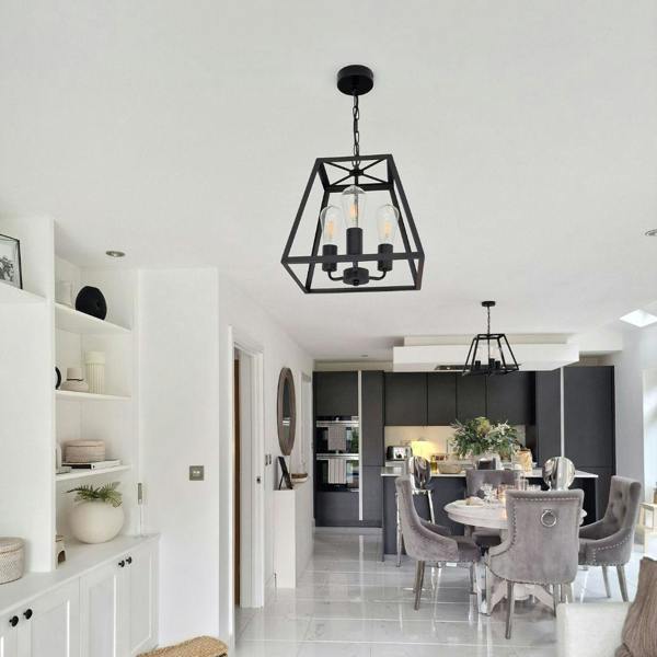 Pagazzi Lighting Charley 3-Light Black Lantern Ceiling Pendant