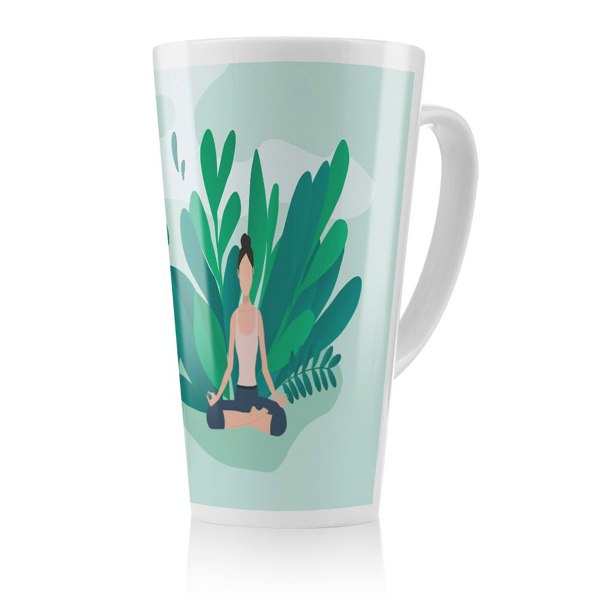 Benjamin Tate Design Woman Meditating Designer Latte Mug