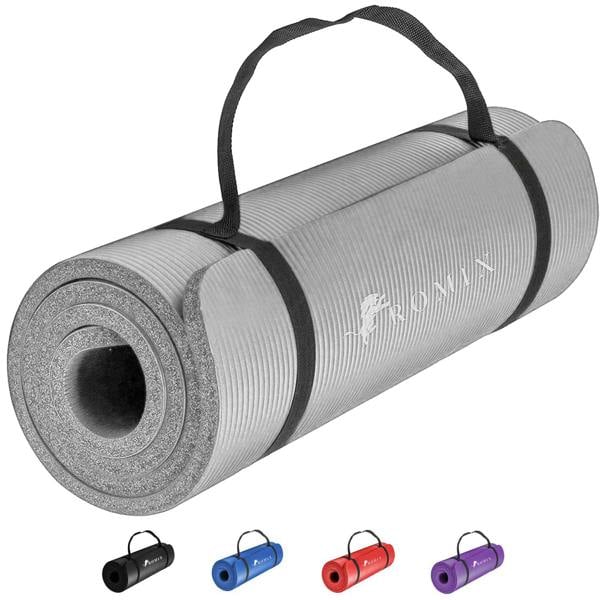 ROMIX Yoga Mat 10mm Thick, 180 x 60cm Non Slip Foam Exercise Mat with Carry Bag and Strap