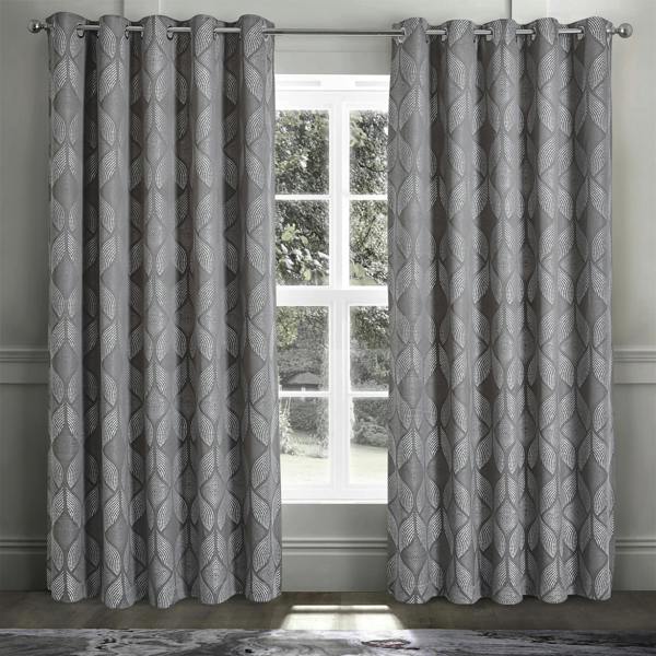 Intimates Elegant Grey Ring Top Curtains - Woven Jacquard, Textured Modern Window Treatments - Chic Home Decor - 229cm x 229cm