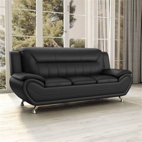 SQUAREBOXX Eclipse Leather 3+2 Seater Sofa in Black