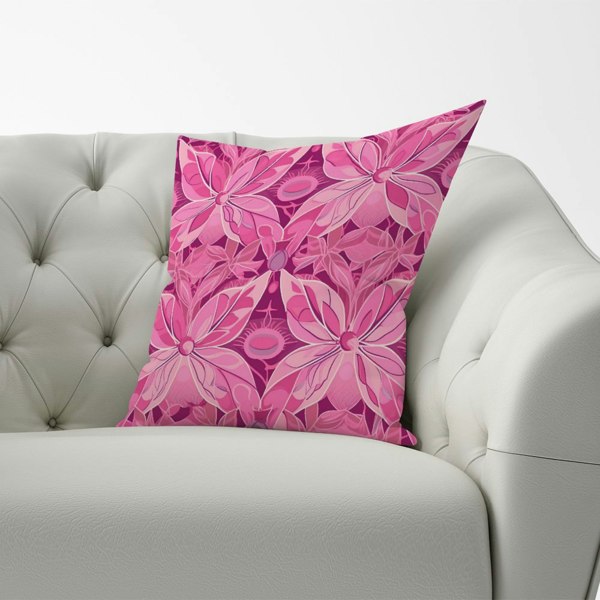 Warren Reed Pink Abstract Floral Design Cushions