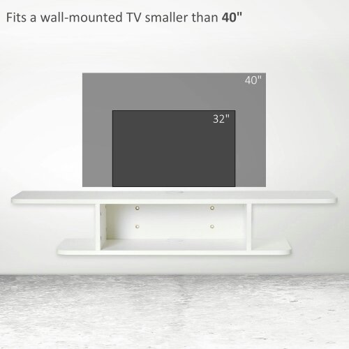 Wyld Haus Kere Wooden White Floating TV Unit With OFauxn Shelves For Screens Up To 40 Inches