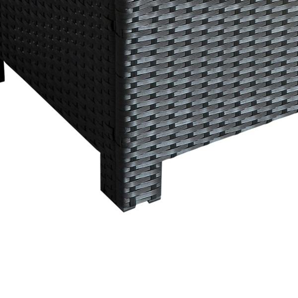 Black PE rattan coffee table with corner legs and woven frame
