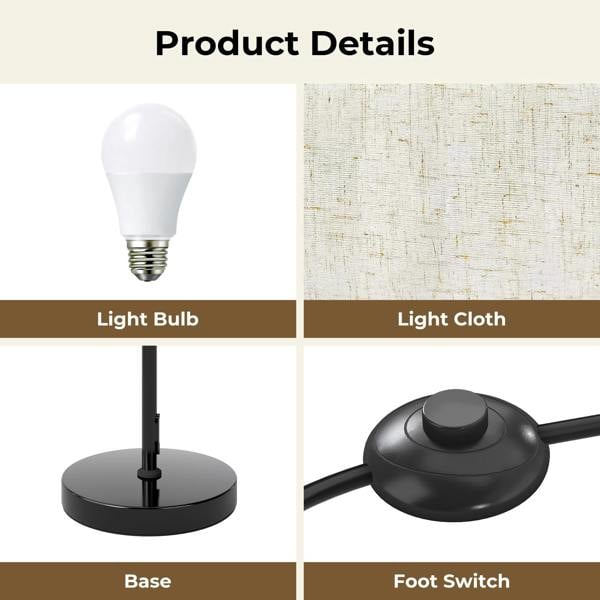Emitto Led Floor Lamp Bedside Light Dimmable Remote & Foot Switch Bulb Included