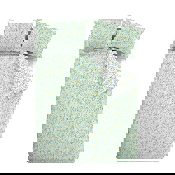 Bianca Ditsy Floral 200 Thread Count Cotton Reversible Duvet Cover Set Green