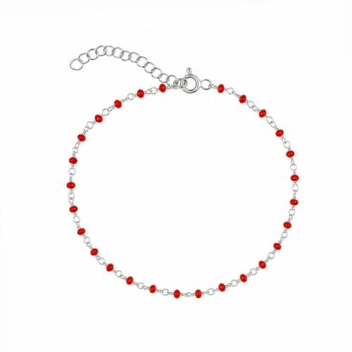 Spero London Sterling Silver Red Beaded Station Bracelet