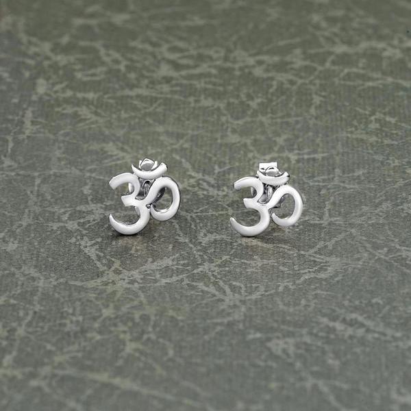 namana 925 Sterling Silver Divine OM Stud Earrings For Women