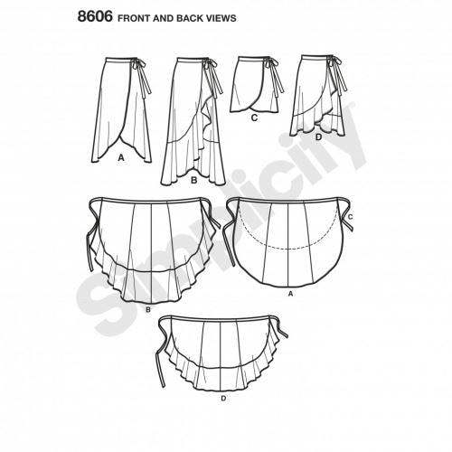 Simplicity Sewing Pattern 8606, Skirts for Women, H5 (6-8-10-12-14) - Intermediate