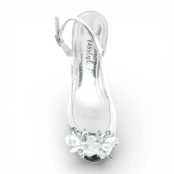 Laura Vita Mily 22 - Women’s Clear Silver Slip-On Heel Sandals