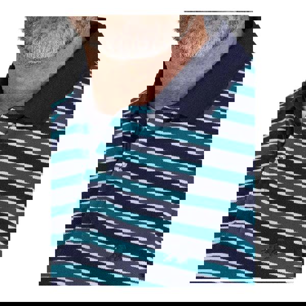 Raging Bull Mens Triple Stripe Pique Polo Shirt - Navy - 