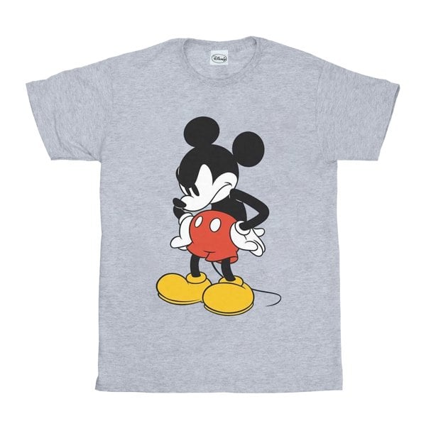 Disney Mens Mickey Mouse Angry Look Down T-Shirt - Sports Grey