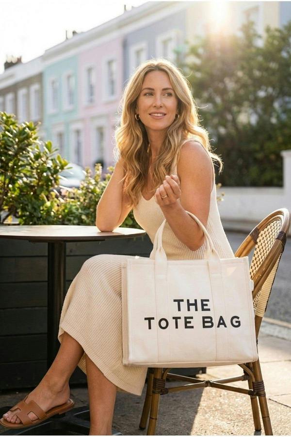 Chloe Womens Canvas Slogan Tote Bag - White