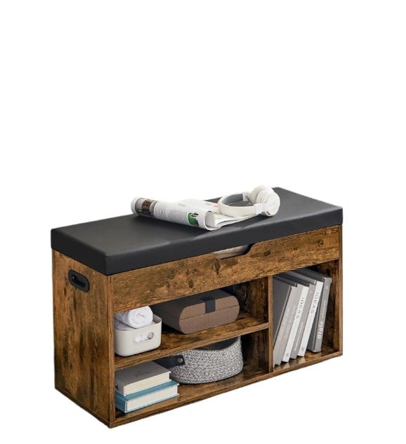 Modcraft Shoe Bench with Cushion and 3 Compartments Storage