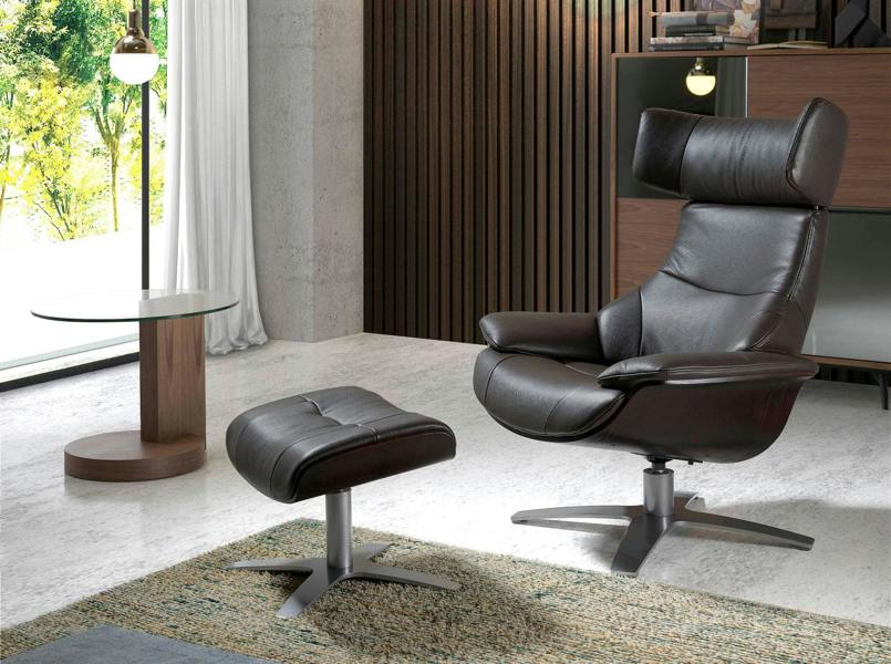 Angel Cerdá Chocolate Brown Leather Swivel Recliner Armchair 5022