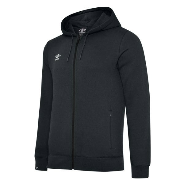 Umbro Mens Club Leisure Full Zip Hoodie - Black/White