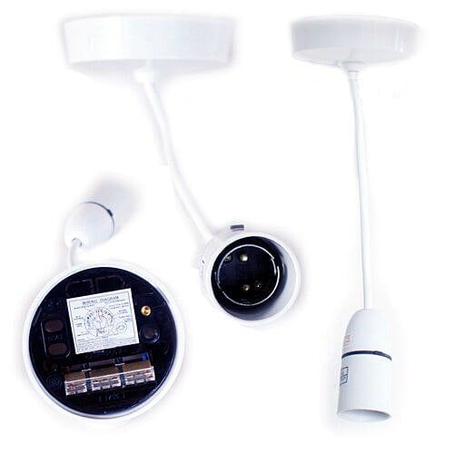 6" Flex Cable White Ceiling Rose Pendant Light Lamp Shade Holder Lampholder Loops