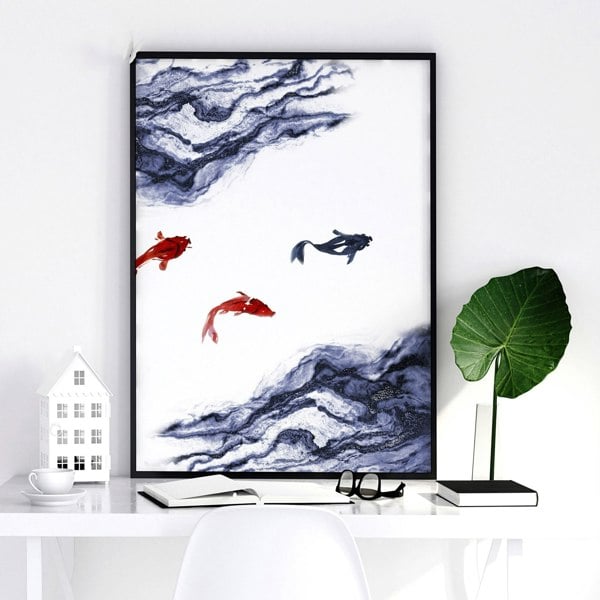 Work office wall art | set of 3 Japanese wall art