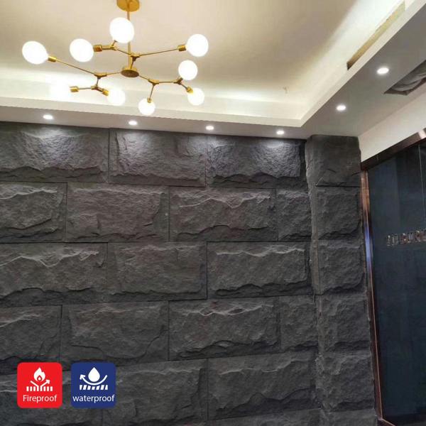 ENER-J Black Slate Rock Hard PU Wall Panel,  Size:1200 x 600 x 60 mm (Pack of 2)