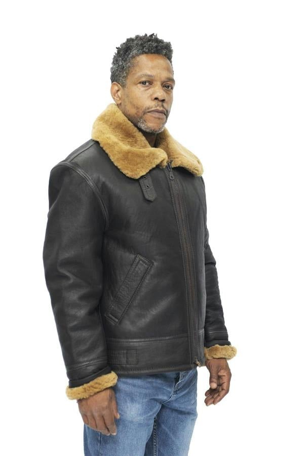 Infinity Leather Mens B3 WW2 Leather Sheepskin Aviator Flying Jacket-Hartland