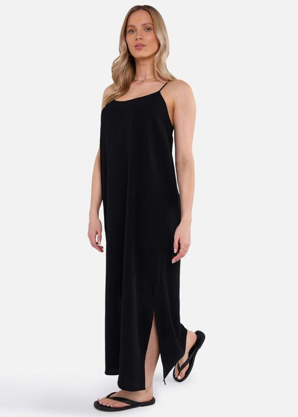 Gini London Black Strappy Cross Back Airflow Oversized Dress